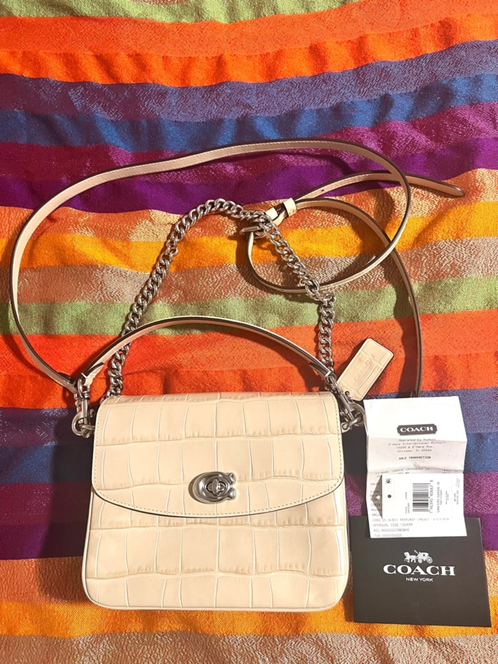 New Unused Coach Cassie Crossbody 19
White/cream croc-embossed leather